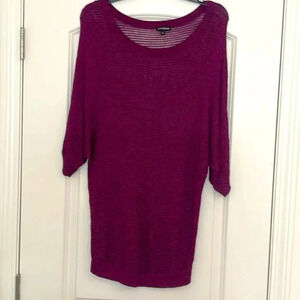 Express Crew Neck 3/4 Sleeve Cable Knit Slouchy Sweater Size L